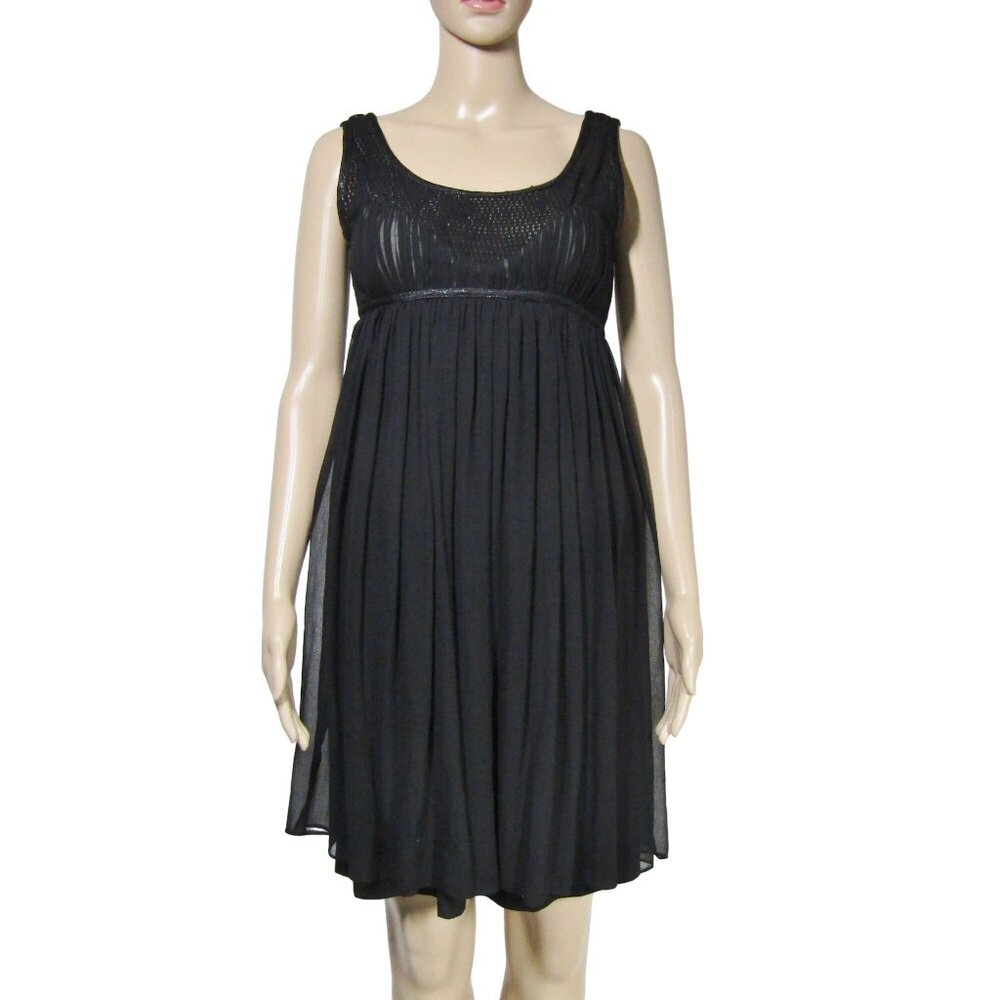 Y2K 100% Silk BABY DOLL XS Fairy Goth Coquette Whimsigoth Empire Black Dress